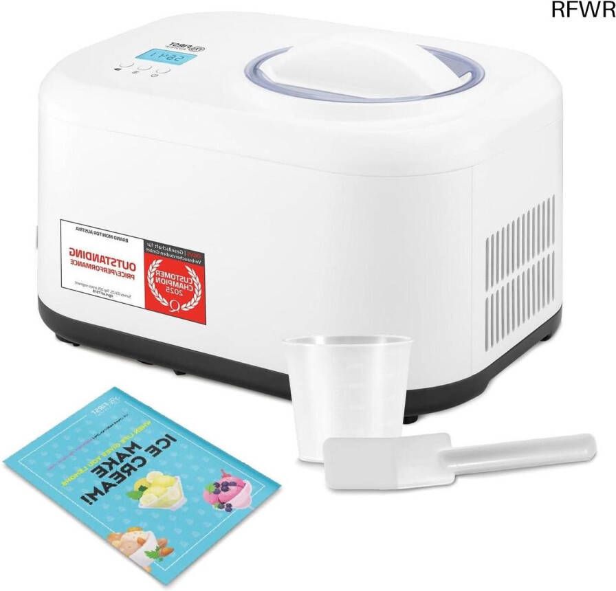 RFWR Zelfkoelende IJsmachine en Yoghurtmaker met Uitneembare 1 Liter IJshouder