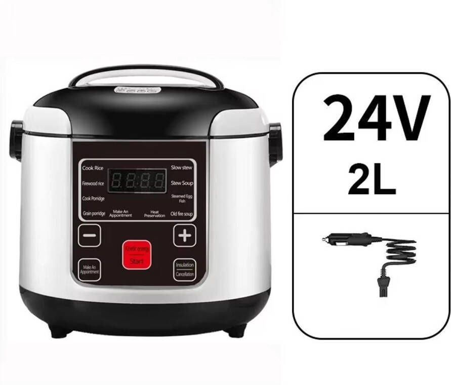 Rimmo Draagbare Elektrische Auto Rijstkoker 2L – 24V Multi-Cooker voor Soep Pap Stomen – Lunchbox Voedselverwarmer voor Vrachtwagen Reizen Camper en Truckers – Reisrijstkoker Elektrische Lunchbox Vrachtwagenkoker Mini Rijstkoker