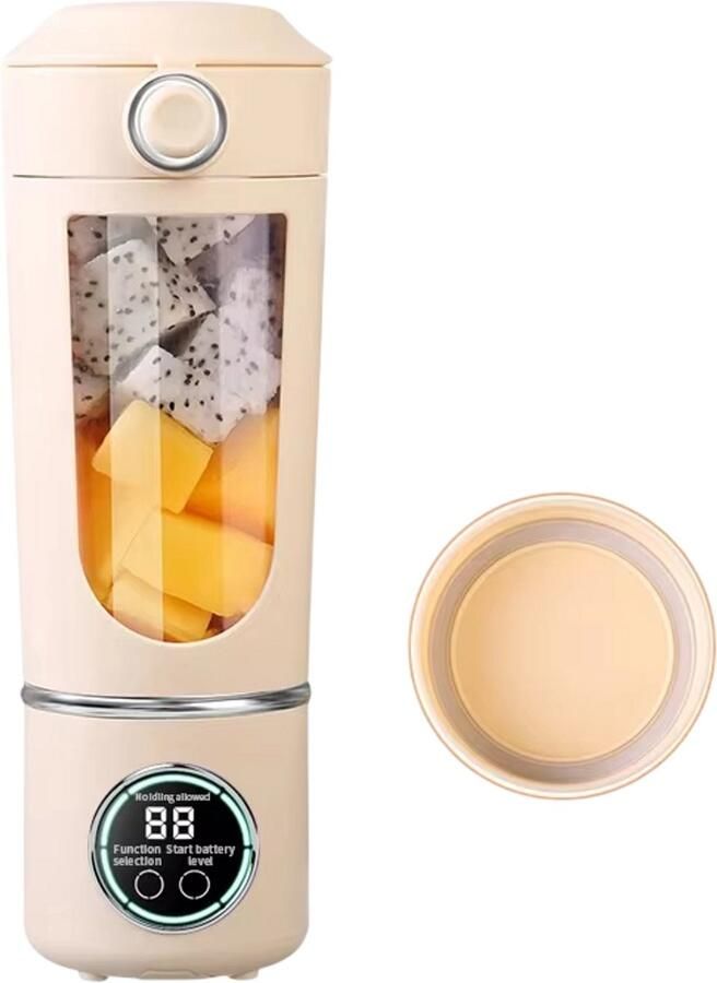 Rimmo Draagbare Blender 700ML – Smoothie Maker en Juicer 2-in-1 met 12 Messen USB Oplaadbare Mini Blender voor Shakes Smoothies en Fruitmix Beige