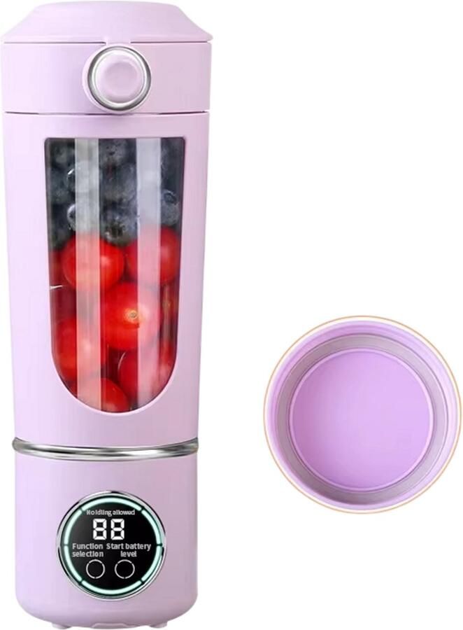 Rimmo Draagbare Blender 700ML – Smoothie Maker en Juicer 2-in-1 met 12 Messen USB Oplaadbare Mini Blender voor Shakes Smoothies en Fruitmix Paars