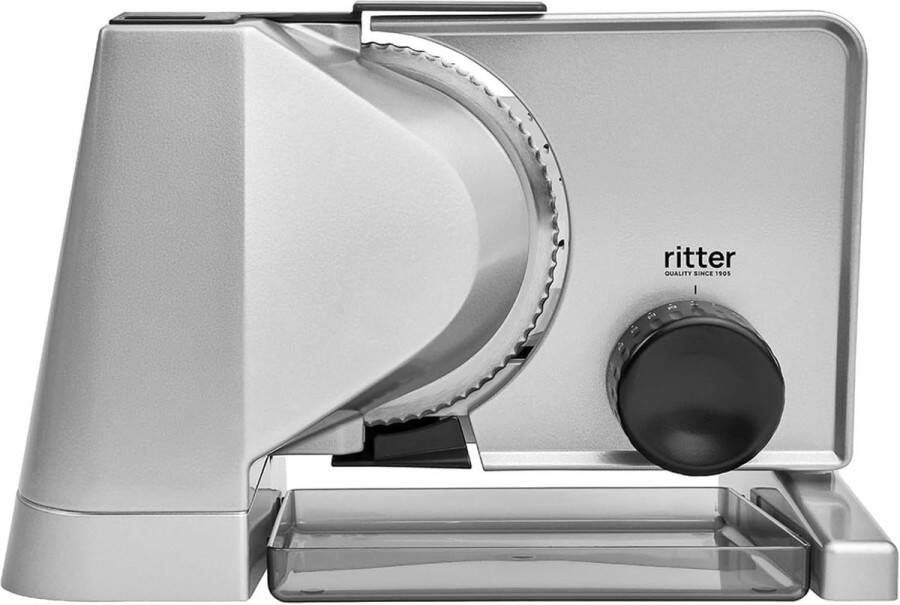 Ritter Snijmachine solida 4 Made in Germany Allessnijder Elektrisch 65W Eco Motor broodsnijmachine vleeswarensnijmachine vlees brood gronten broodsnijder Zilver
