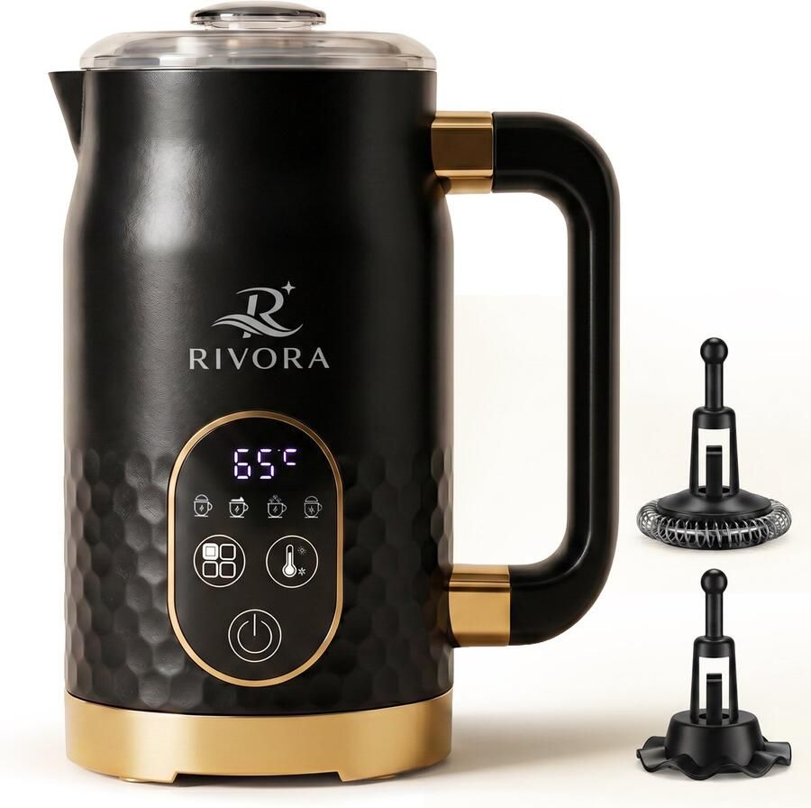 Rivora Elektrische Melkopschuimer 4-in-1 – Warm & Koud Melkschuim – Melkklopper – Chocolademelk – 270 ml