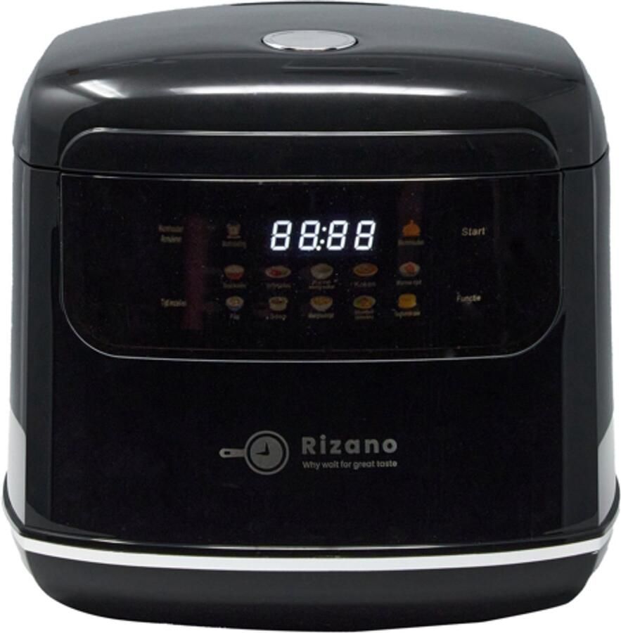 Rizano Rijstkoker Zwart 1-4 Personen Rice Cooker Klein 2L Multicooker Slowcooker Rijststomer Rijstkoker met Stomer Soep Stoofpot & Cake Anti-aanbak met 3D Warmteverdeling Touchscreen en 5 Functies