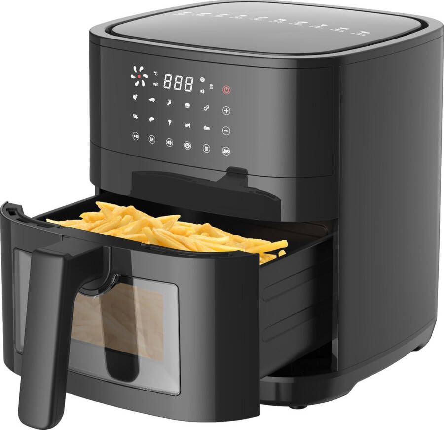 Rockerz Airfryer XL Hetelucht friteuse Inhoud 5 liter Voor het hele gezin 1900W 10 ingestelde kookprogramma s Warmtebehoud functie Gehard glazen kijkvenster 70% minder vet en zuiniger Automatisch uitschakelen Merk: Home - Foto 2