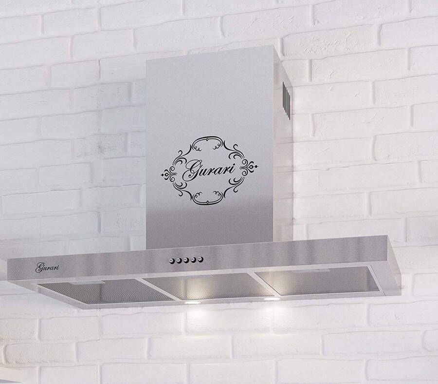 Roestvrij staal GURARI wandafzuigkap GCH F 461 IS 90 N roestvrijstalen afzuigkap 90 cm krachtig 1000m³ h 3 niveaus