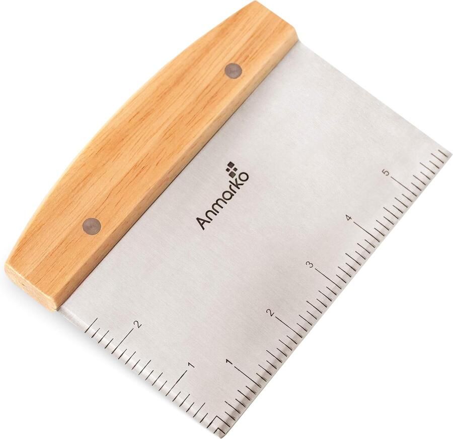 Roestvrijstalen deegschraper met houten handvat 15 24 cm