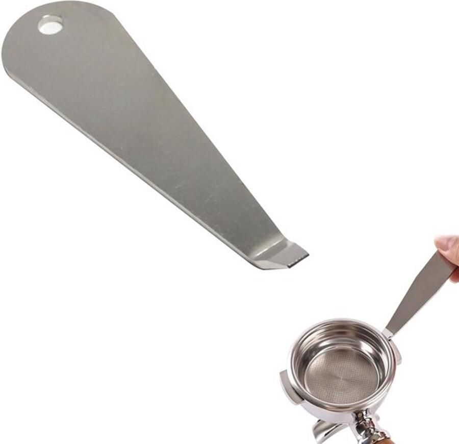 Roestvrijstalen koffiefilterhouder mandverwijderaar 1 stuk zilver professioneel verwijderings‑gereedschap voor koffiefiltermand geschikt voor espressomachine onderhoud