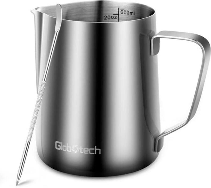 Roestvrijstalen melkopschuimer Espresso stomende kruiken Koffie Schuim Maken Pitcher Latte Art Schuim Cup Stomende Kruik Cappuccino Warme Chocolade 20oz (600ml)