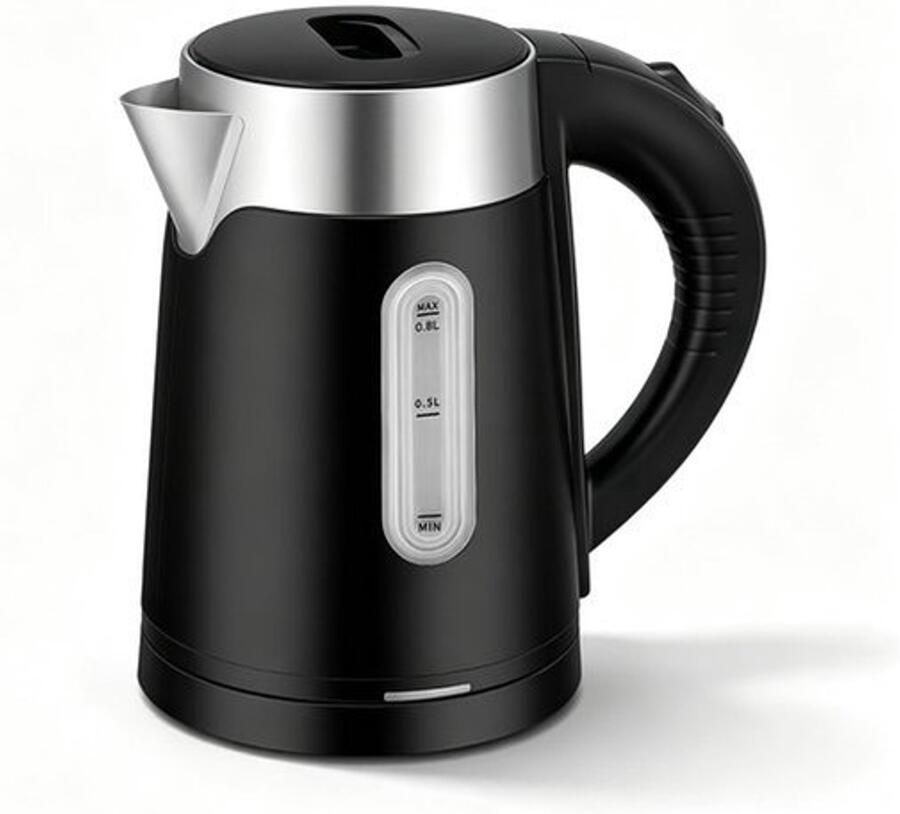 Roestvrijstalen reiswaterkoker klein 800 ml 600 W campingwaterkoker met waterniveau-indicator elektrische waterkoker voor reizen camping caravan of onderweg snel automatische uitschakeling