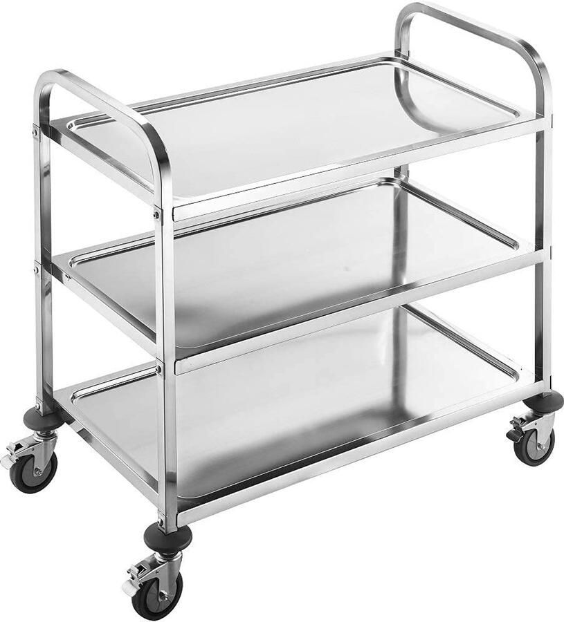 Roestvrijstalen Serveertrolley met 3 Planken