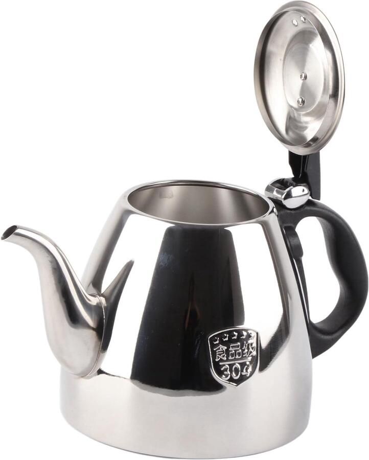 Roestvrijstalen theeketel Grote capaciteit Snelle verwarming Kookplaat Koffieketel met hittebestendig handvat voor thuiskantoor Cafe (1.2L)