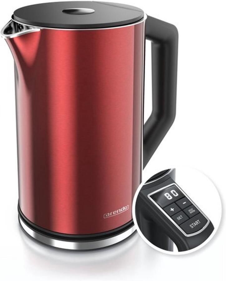 Roestvrijstalen waterkoker met temperatuurinstelling 40-100 graden in 5 stappen dubbelwandig design model 1 5 liter 2200 W theekoker met temperatuurweergave rood