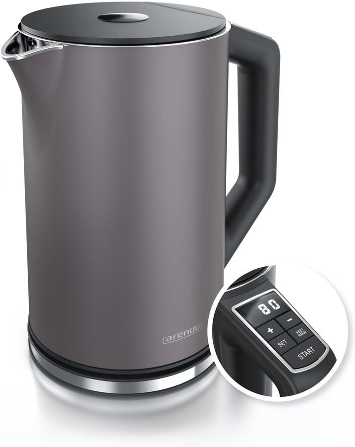 Roestvrijstalen waterkoker met temperatuurinstelling 40-100 graden in stappen van 5 Dubbelwandig design Model 1 5 liter 2200 W Waterkoker met temperatuurweergave