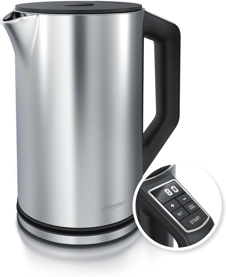 Roestvrijstalen waterkoker met temperatuurinstelling 40-100 graden in stappen van 5 Dubbelwandig design Model 1 5 liter 2200 W Waterkoker met temperatuurweergave
