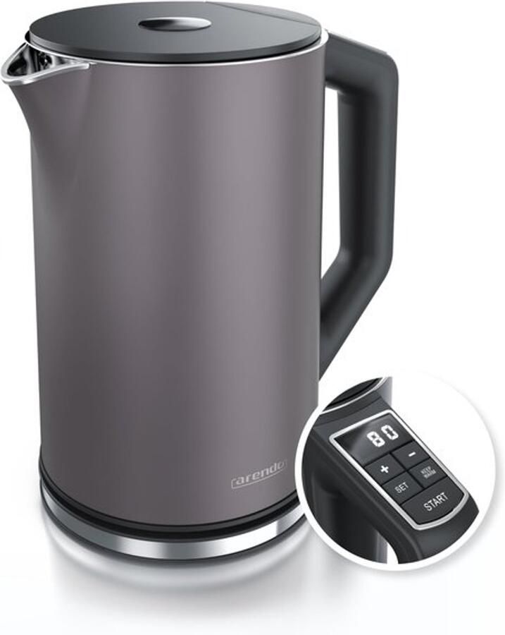 Roestvrijstalen waterkoker met temperatuurinstelling 40-100 graden in stappen van 5 Dubbelwandig design Model 1 5 liter 2200 W Waterkoker met temperatuurweergave
