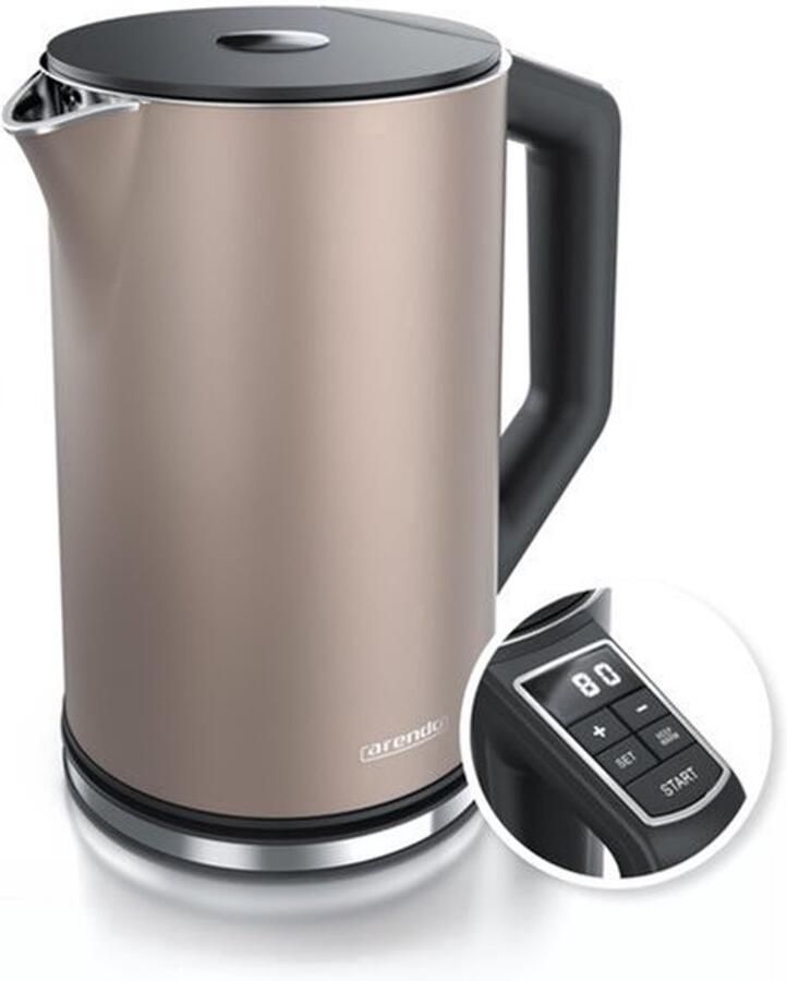 Roestvrijstalen waterkoker met temperatuurinstelling 40-100 graden in stappen van 5 dubbelwandig design model 1 5 liter 2200 W theekoker met temperatuurweergave brons
