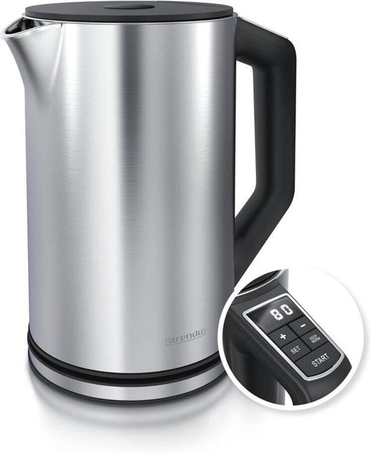 Roestvrijstalen waterkoker met temperatuurinstelling 40-100 graden in stappen van 5 Dubbelwandig design Model 1 5 liter 2200 W Waterkoker met temperatuurweergave