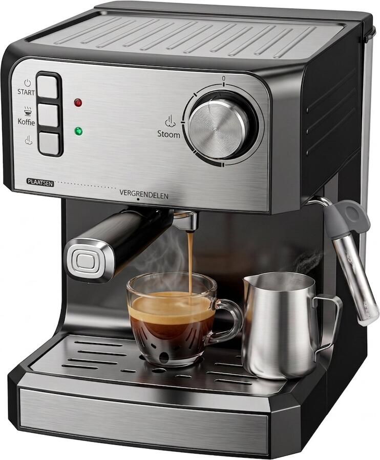 Rolipo Espressomachine 20 Bar – Koffiemachine met Melkopschuimer – 1 6 L Waterreservoir – Zwart