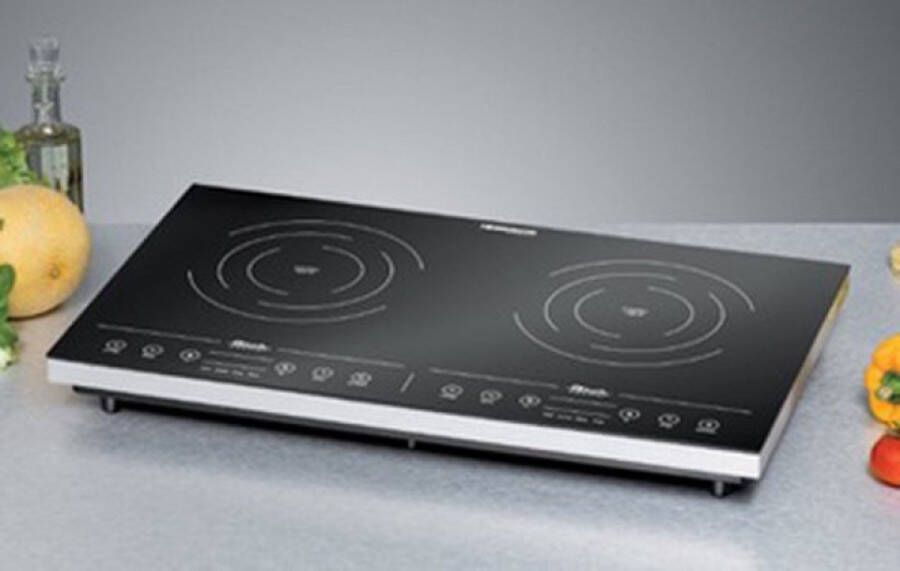 Rommelsbacher inductiekookplaat CT 3410 IN – dubbele glaskeramische kookplaat met touch bediening en timer – 2 kookzones tot 2000 W