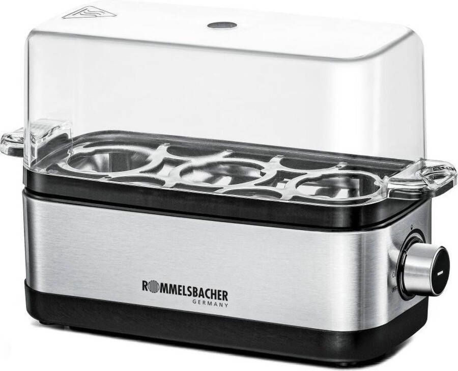 Rommelsbacher eierkoker ER 300 – compacte eierkoker voor 1 tot 3 eieren – met timer RVS verwarmingskom en droogkookbeveiliging