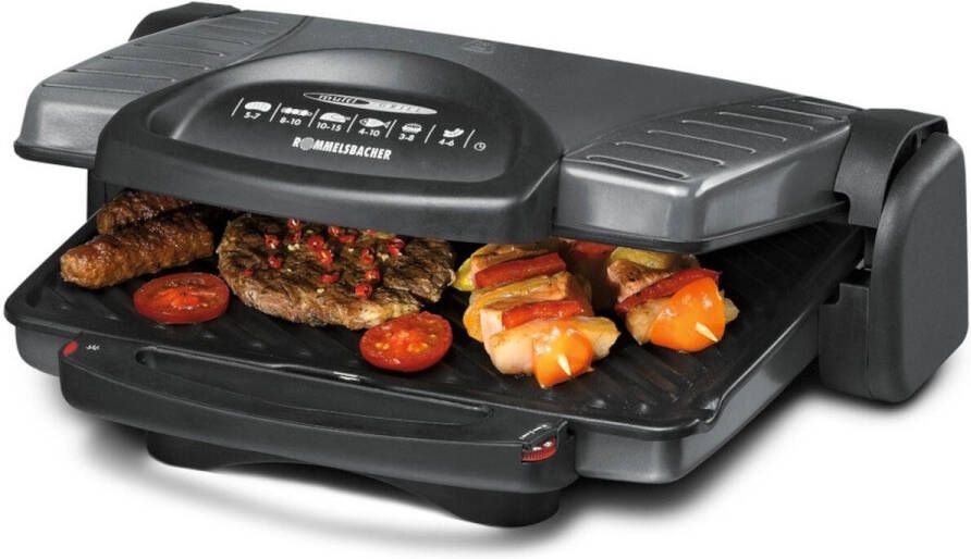 Rommelsbacher contactgrill KG 1800 – 3-in-1 tafelgrill met uitneembare antiaanbakplaten vetafvoer en instelbare thermostaat – 33 x 24 cm