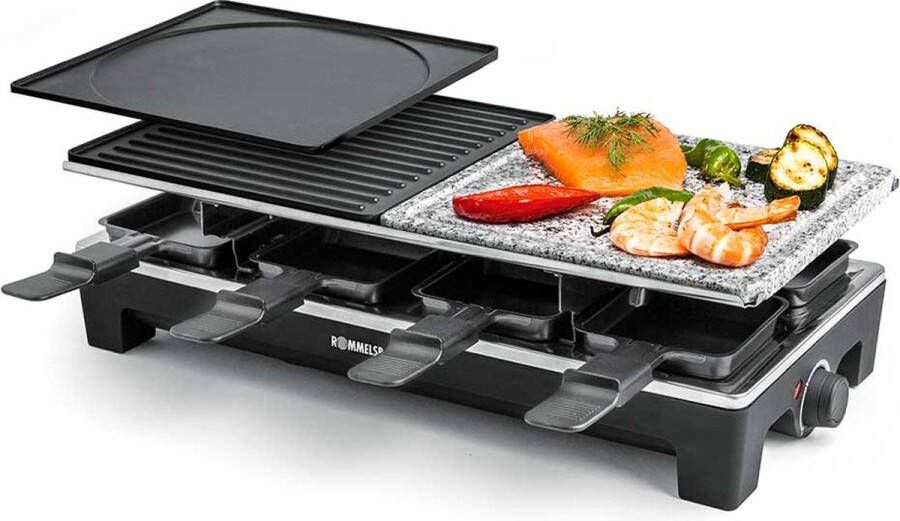 Rommelsbacher Raclettesteen & Gourmetset RCS1350 Met Granietplaat & Crêpevormpjes 8 personen 1350 Watt