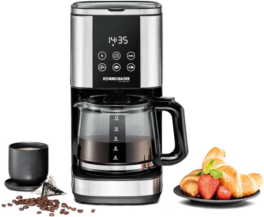 Rommelsbacher FKM 1000 Filterkoffiezetapparaat – tot 12 kopjes afneembaar 1 5L reservoir touchbediening 24u timer aromafunctie 30 min warmhoudfunctie permanentfilter inbegrepen