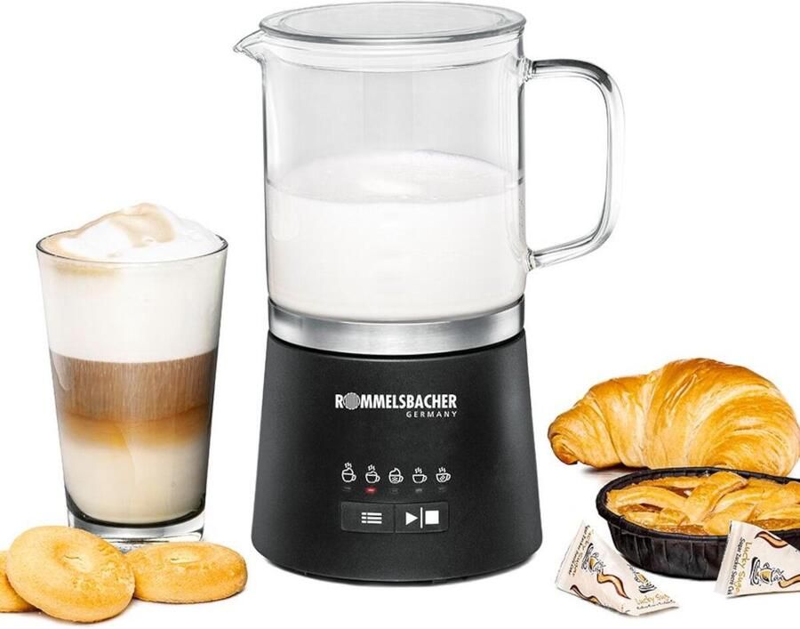 Rommelsbacher MS 625 Melkopschuimer met Glazen Kan 5 Programma's voor Cappuccino Latte Macchiato Chocolademelk Geschikt voor Plantaardige Melk Testsieger ETM 2026 - Foto 1
