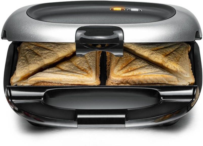 Rommelsbacher XL Tosti-ijzer ST 1000 – Sandwichmaker met Antiaanbaklaag – Voor 2 Grote Tosti s – Diepe Bakplaten & Overloopbeveiliging – 1000W