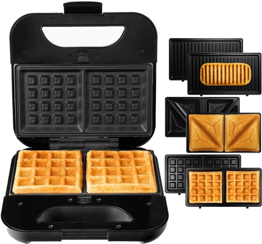 RONN Contactgrill met uitneembare platen Contactgrill Multi grill Zilver Zwart -‎23cm x 22cm x 10cm