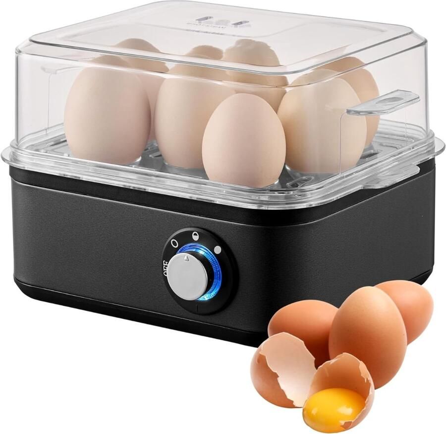 RONN Eierkoker electrisch Eierkoker met timer Zwart ‎‎21cm x 17cm x 15cm