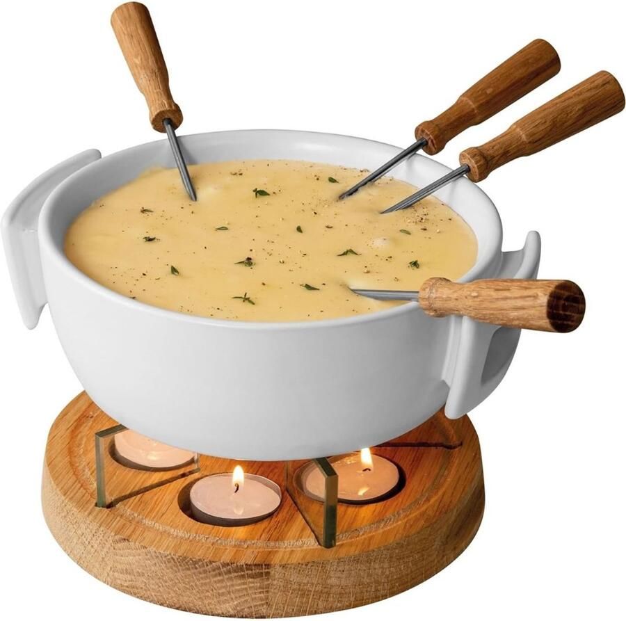 RONN Kaasfondue Set Fondue Set Fondue Wit 24cm x 24cm x 15cm