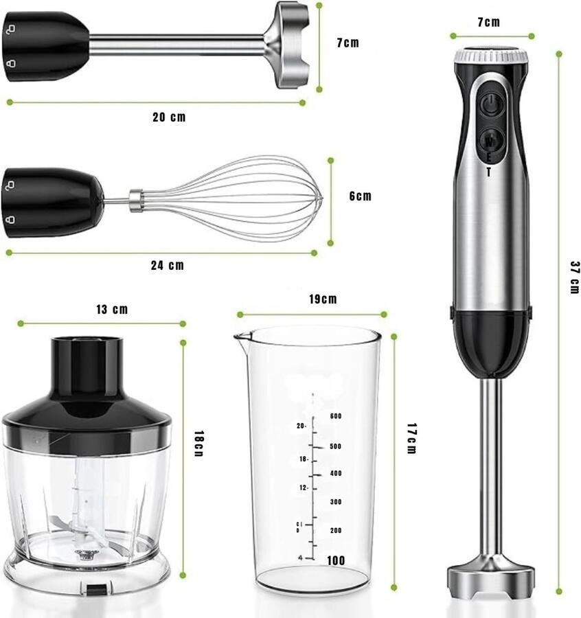 RONN Mixer staafmixer Mixer handmixer Zwart Zilver 10cm x 10cm x 37cm