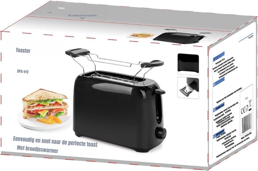 RONN Tosti apparaat broodrooster Tosti apparaat Tosti broodrooster Zwart 14cm x 25cm x 16cm