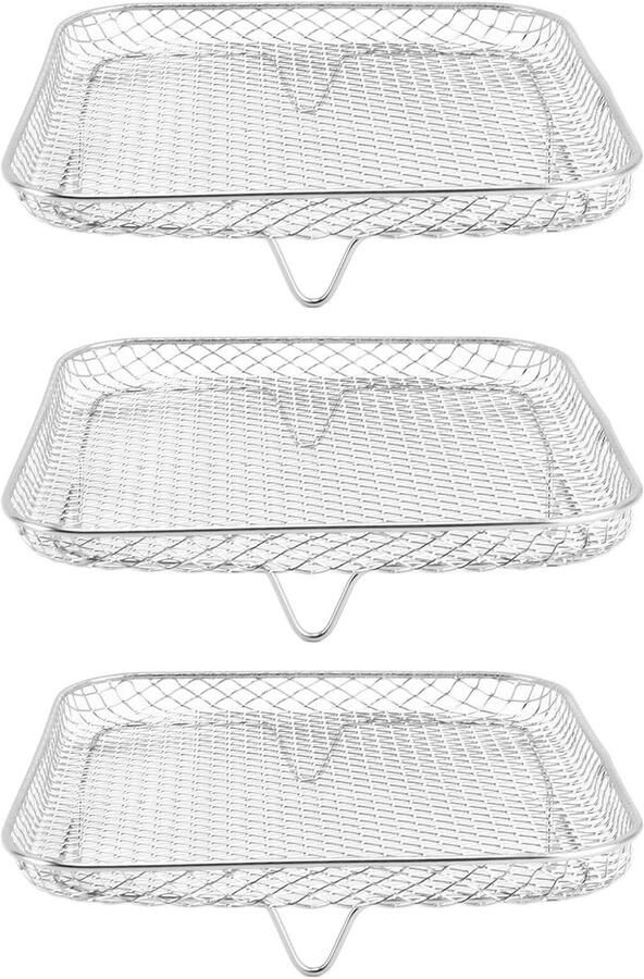 Ronte Luchtfriteusemand voor Krokant Voedsel Stapelbaar Roestvrijstalen Droogrek 3 Stuks Geschikt voor Oven Stoom 8 Inch Accessoires