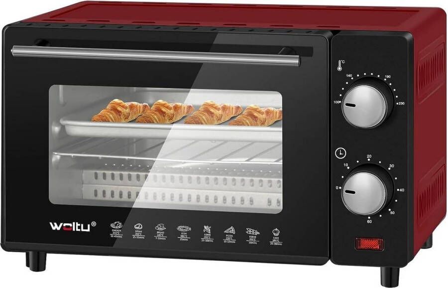 Rootz Living Rootz Compact 10L Mini-oven Aanrechtoven Ruimtebesparend fornuis Efficiënte temperatuurregeling multifunctioneel veilig ontwerp 36 5 cm x 22 1 cm x 28 5 cm