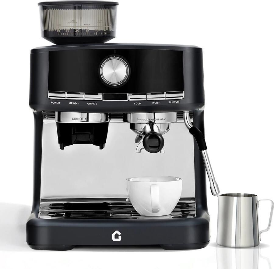 RosaBloom Koffiezetapparaat Espressomachine Pistonmachine Koffiemachine Geïntegreerde koffiemaler 15 bar pomp 1.5L watertank