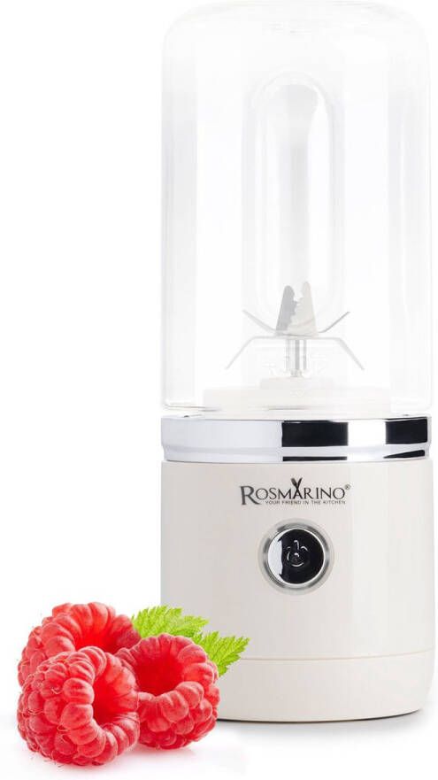 Rosmarino Portable Blender Smoothie Blender to go Smoothie blender Mini Blender Bullet blender Draadloos 400 ml 150W Creme