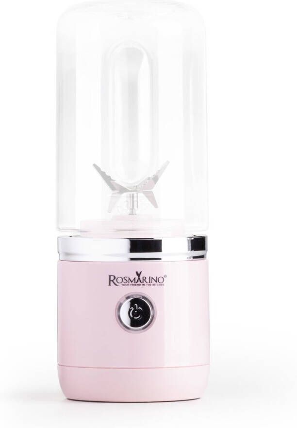 Rosmarino Portable Blender Smoothie Blender to go Smoothie blender Mini Blender Bullet blender Draadloos 400 ml 150W Roze