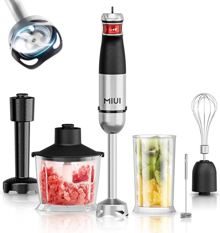 Rouny – Elektrische Handmixer Staafmixer 6-in-1 – Hakmolen – 1500W Krachtige RVS Staafmixer met Accessoires – Hand Blender Multi-functioneel voor Soepen Smoothies & Sauzen TELEO