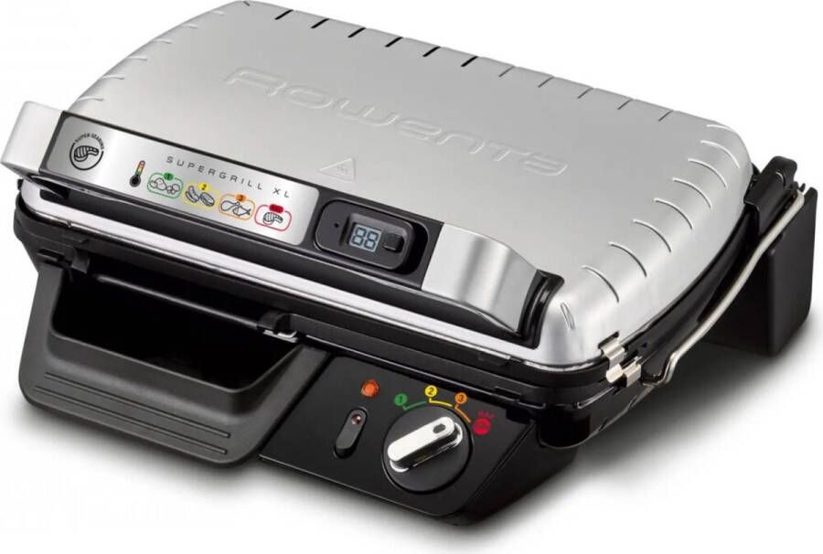 Rowenta Supergrill XL GR461B Contactgrill Krachtige Elektrische Grill met Verstelbare Thermostaat en Vaatwasserbestendige Grillplaten