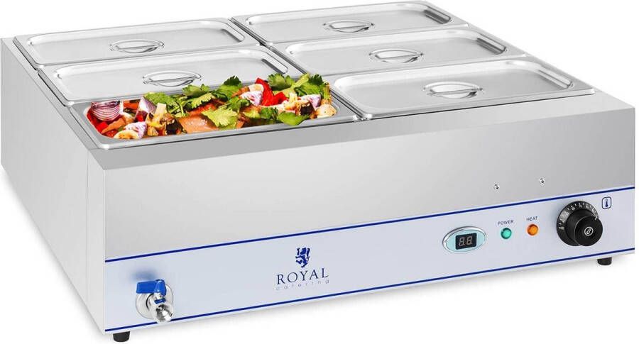 Royal Catering Bain-Marie 2.000 W 6 x 1 3 GN-containers met aftapkraan