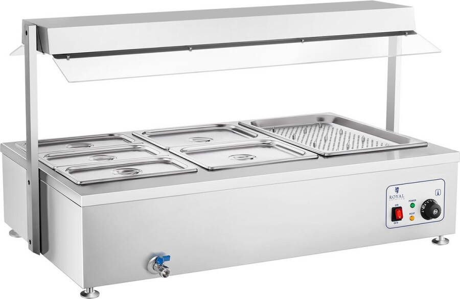 Royal Catering Bain-Marie 6 GN met vleesopzetstuk en aftapkraan