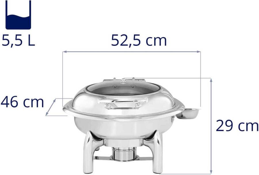 Royal Catering Chafing dish rond met kijkvenster 5.5 L 1 brandstofcel - Foto 2