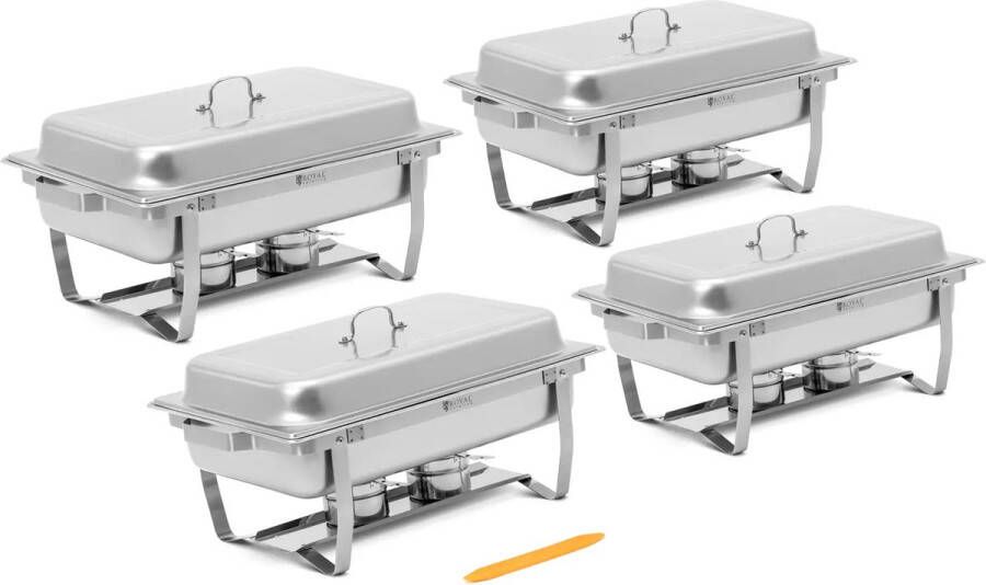 Royal Catering Chafing Dish set van 4 GN 1 1 4 x 7 5 l 4 brandstofcontainers