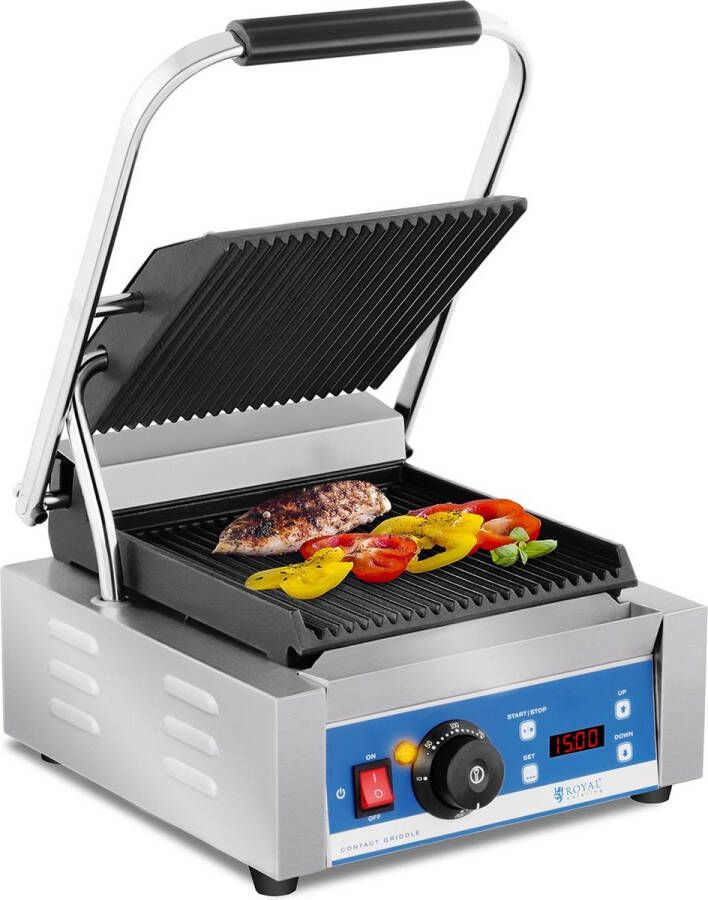Royal Catering Contactgrill geribbeld- timer 1.800 w