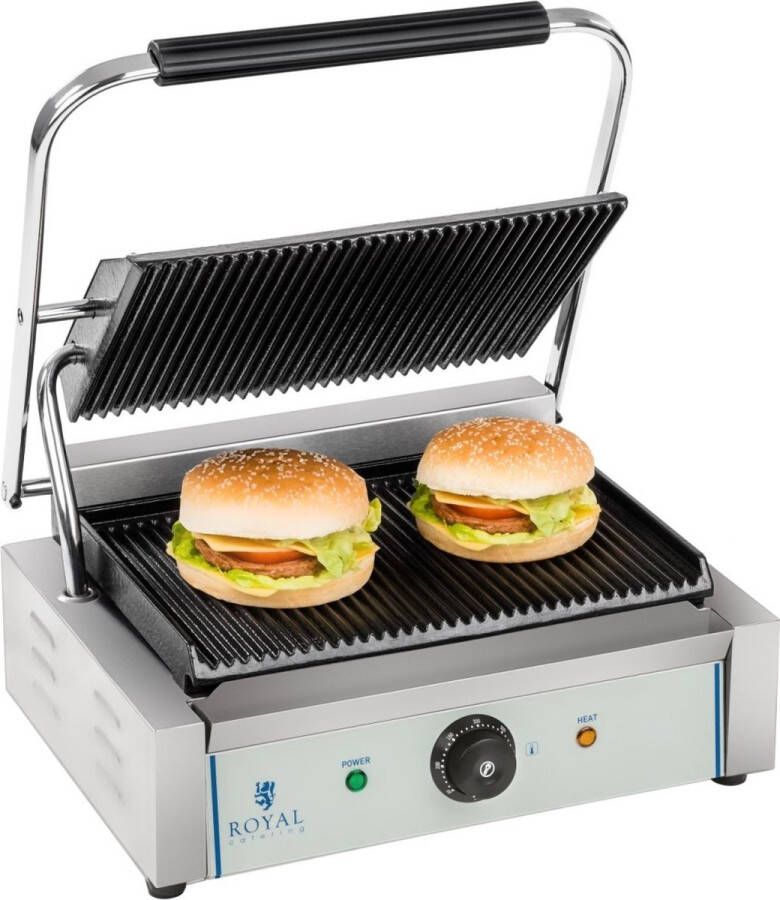 Royal Catering Contactgrill geribbelde bovenste bakplaat 2200 W