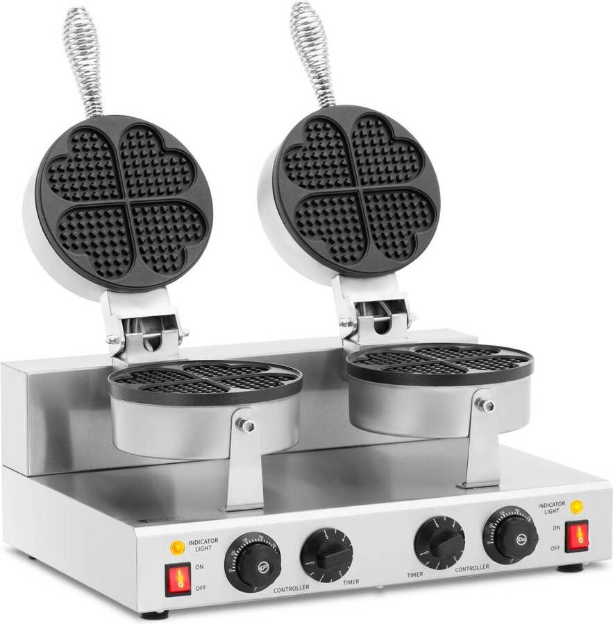 Royal Catering Dubbele Wafelijzer hartvormig 2 x 1000 W 0 5 min timer
