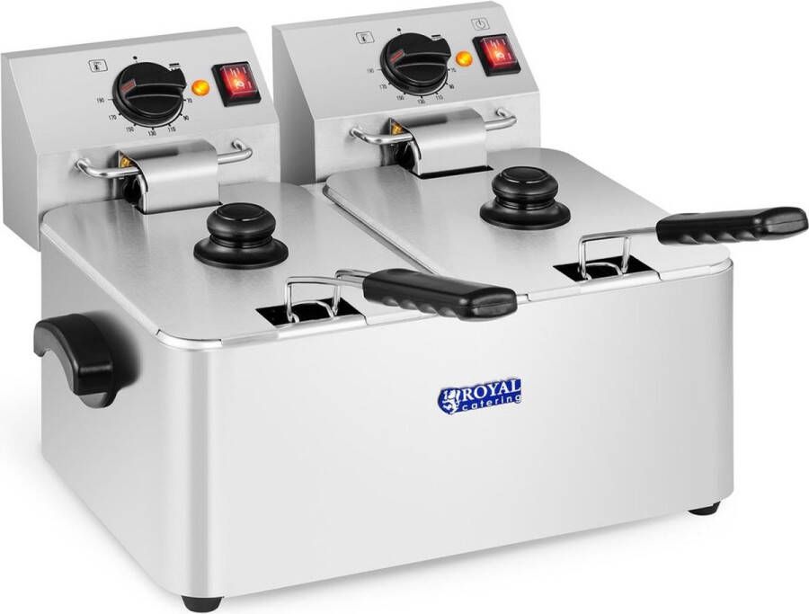 Royal Catering Elektrische friteuse 2 x 8 l 5000 W EGO thermostaat - Foto 2