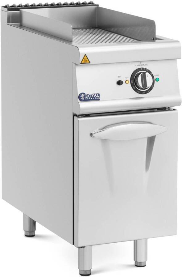 Royal Catering Elektrische grillplaat 5 4 kW geribbeld onderkast 40 x 70 cm Pro 730 Serie